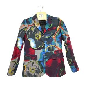 Joe Fresh Abstract Floral Blazer Women's Size 0 Colorful Tailored Jacket